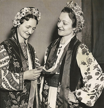 1934, December 10. AA. Detroit, Michigan. Helen Dobush and Anne Andrievna, Ukrainian chorus (Front)