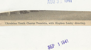 1941, September 1. DB. Detroit, Michigan. Ukrainian Youth Chorus Trembita with Stephen Lucky directing (Back)
