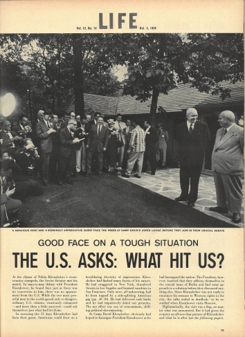 1959, October 5. KB. Soviet leader Nikita Khrushchev, US Tour. LIFE magazine article