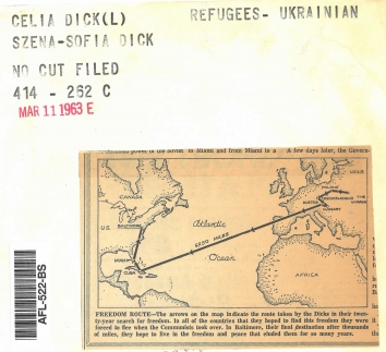 1963, March 11. BB. Baltimore, Maryland. FREEDOM ROUTE. - The arrows on the map indicate the route taken by the Dicks in their twenty-year search for freedom. In all of the countries that they hoped to find this freedom they were forced to flee when the Communists took over. In Baltimore, their final destination after thousands of miles, they hope to live in the freedom and peace that eluded them for so many years. (Back)