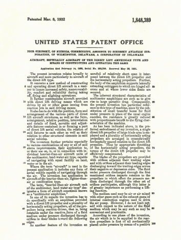 1932, March 8. AA. S-38 Patent renewed. Original filed February 14, 1929. Renewed May 29, 1931 (Front)